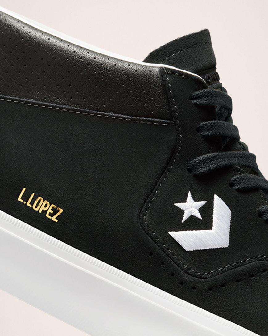 Skate Topanky Converse CONS Louie Lopez Pro Stredne Panske Čierne Biele | SK 11XULY2